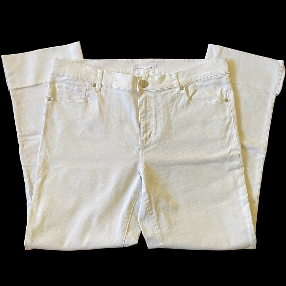 *NWOT* LOFT | White Straight Leg Modern Fit Cuffed Jeans/Pants - Picture 13 of 15